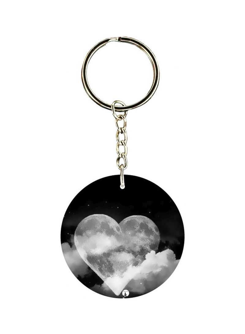Double Sided Heart Printed Keychain