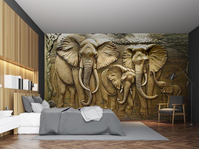 Cliouar Wall Mural 3D Wallpaper  Elephant Design 103 x 69 Not SelfAdhesive