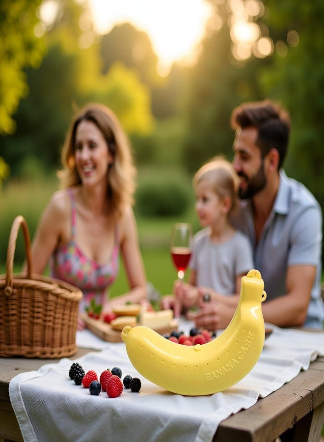 Jinshining علبة حماية الموز الصفراء من جينشاينينج، حافظة بلاستيكية مرنة لحفظ الموز، مثالية للنزهات والسفر. - Image 5