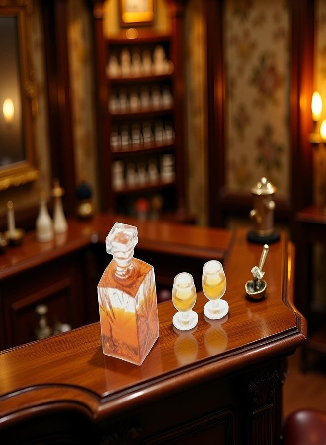 Qintreesify A Set of Exquisite Mini Whiskey Wine Bottle Bar Model,1:12 Scale Dollhouse Miniature Accessories,Verisimilitude Mini Whiskey Wine Decoration,Decor Dollhouse Accessories - Image 3