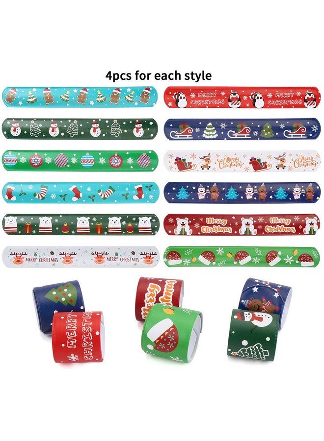CCINEE Christmas Slap Bracelets,Xmas Slap Wristbands Snata Claus Reindeer For Christmas Party Gift Bag Filler Giveaways,48Pcs - Image 5