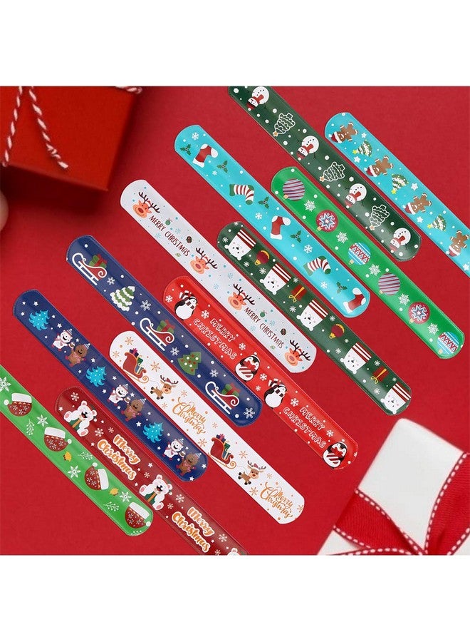 CCINEE Christmas Slap Bracelets,Xmas Slap Wristbands Snata Claus Reindeer For Christmas Party Gift Bag Filler Giveaways,48Pcs - Image 4