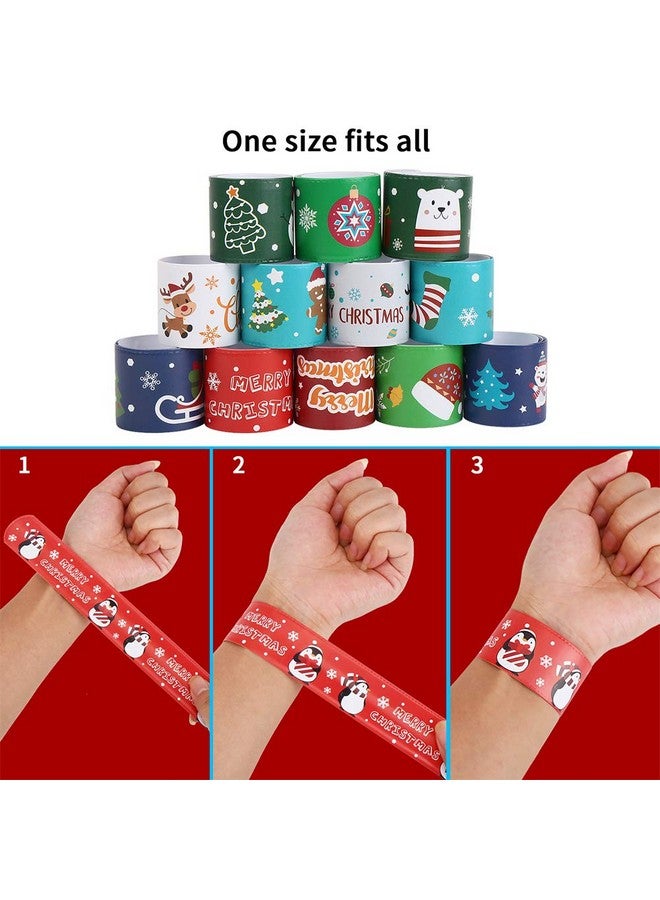 CCINEE Christmas Slap Bracelets,Xmas Slap Wristbands Snata Claus Reindeer For Christmas Party Gift Bag Filler Giveaways,48Pcs - Image 3