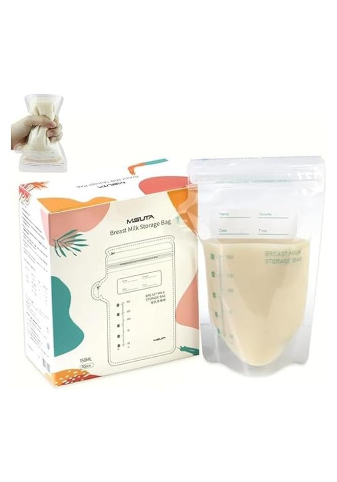 أكياس تخزين حليب الأم 250 ملل– خالية من  أونصات 30 قطعة - 250 mlقلم غير قال للأزالة هدية لتسجيل تاريخ التخزين - Image 1