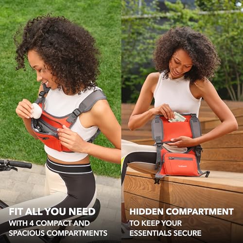 Trailoom Running Chest Pack, Reflective Vest, Water Repellent, Phone Holder, Men & Women, Workout Bag for Runners, Cycling, Biking, EDC Pouch, Jogging Carrier, Hidden Pocket, Lightweight (Orange) - Image 4
