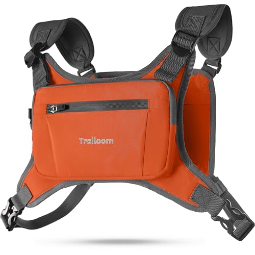 Trailoom Running Chest Pack, Reflective Vest, Water Repellent, Phone Holder, Men & Women, Workout Bag for Runners, Cycling, Biking, EDC Pouch, Jogging Carrier, Hidden Pocket, Lightweight (Orange) - Image 1