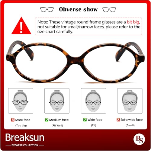 Breaksun Fashion Oval Glasses for Women Men Retro Round Tortoise Frame Blue Light Glasses Nerd Eyeglasses (Tortoise) - Image 4