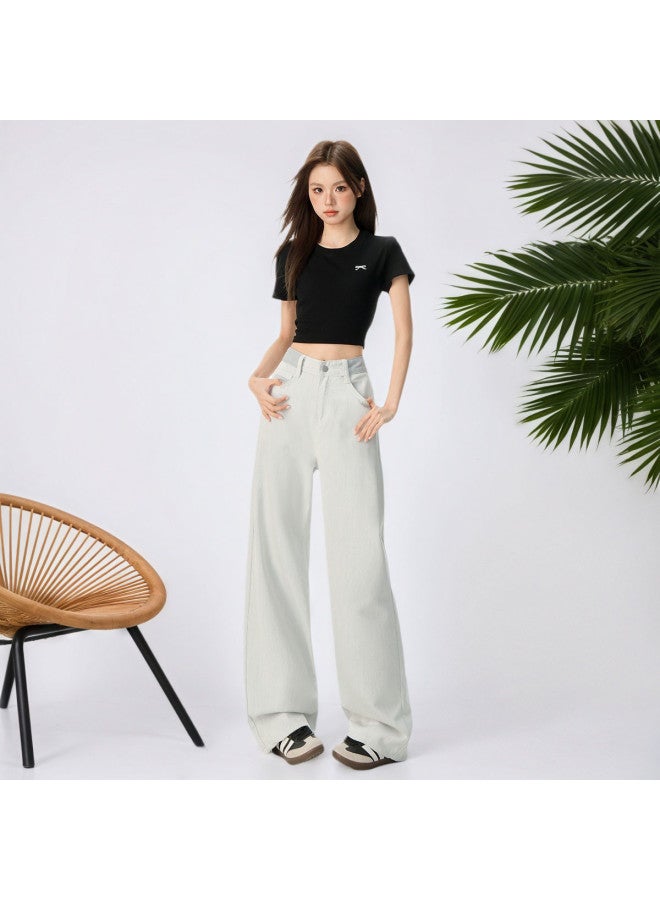 Tucano High-Waist Fashion Versatile Trendy Loose Wide-Leg Jeans, Lazy Style Pear-Shaped Figure-Flattering Floor-Length Pants - Image 2