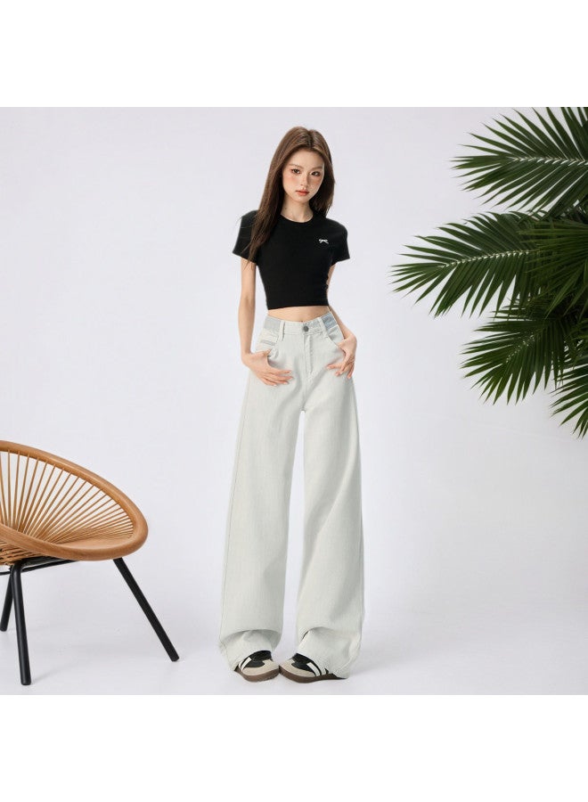 Tucano High-Waist Fashion Versatile Trendy Loose Wide-Leg Jeans, Lazy Style Pear-Shaped Figure-Flattering Floor-Length Pants - Image 4