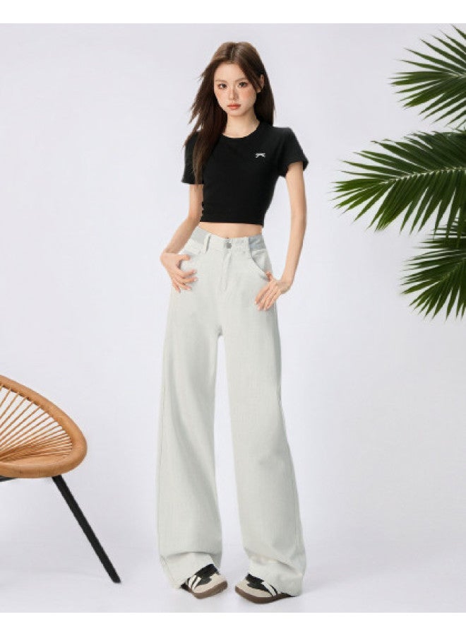 Tucano High-Waist Fashion Versatile Trendy Loose Wide-Leg Jeans, Lazy Style Pear-Shaped Figure-Flattering Floor-Length Pants - Image 1