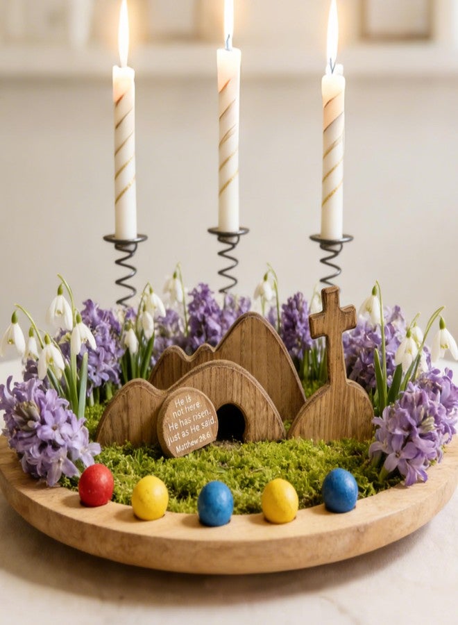 FESTGLOX Wooden Empty Tomb Set with Cross, Empty Tomb Easter Scene for Christian Decoration, Wooden Easter Resurrection Scene for Religious Display, Home Office Tabletop Tray, Church, Shelf Decor - Image 4