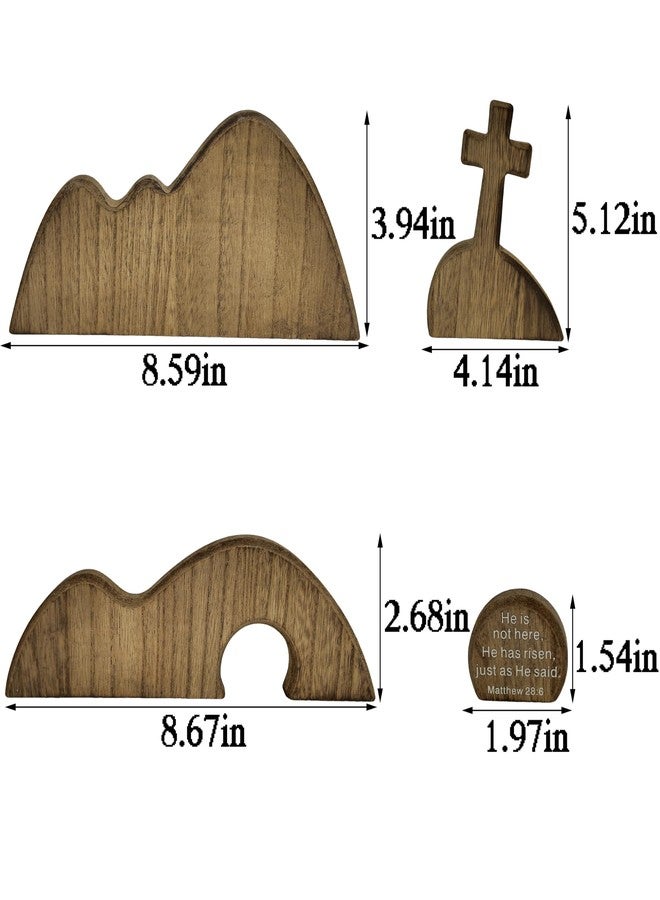 FESTGLOX Wooden Empty Tomb Set with Cross, Empty Tomb Easter Scene for Christian Decoration, Wooden Easter Resurrection Scene for Religious Display, Home Office Tabletop Tray, Church, Shelf Decor - Image 2