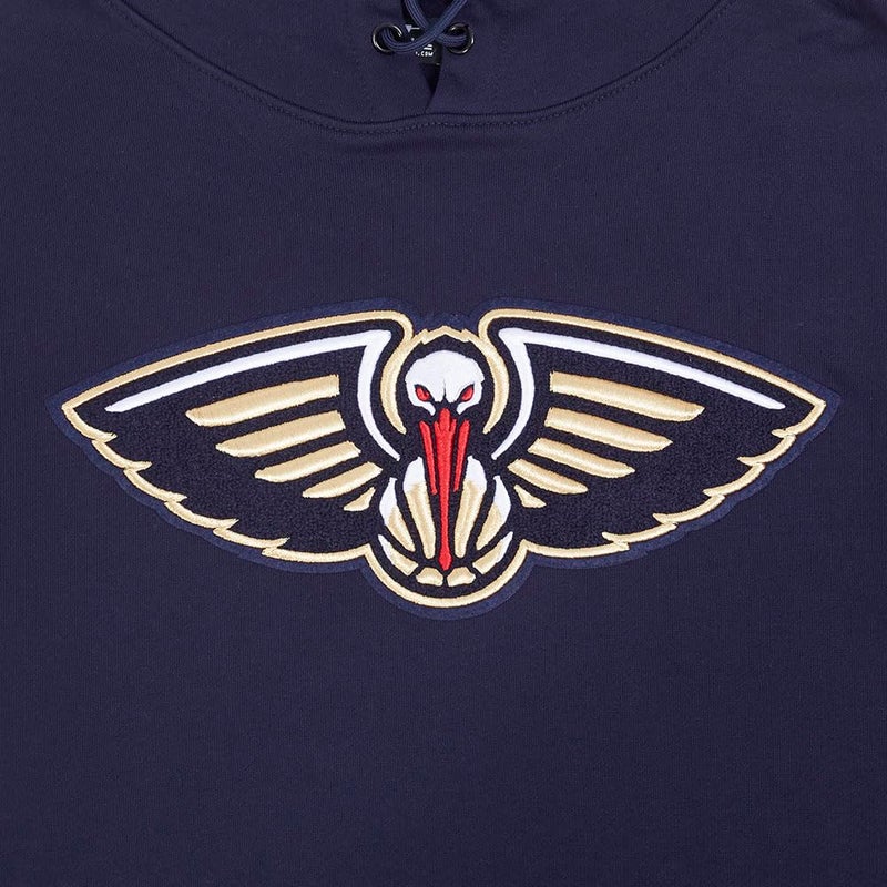 Pro Standard Mens NBA New Orleans Pelicans Retro Classics Pull Over Hoodie Midnight Navy/Red/Midnight Navy M - Image 3