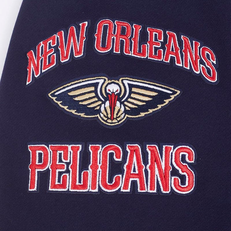 Pro Standard Mens NBA New Orleans Pelicans Retro Classics Pull Over Hoodie Midnight Navy/Red/Midnight Navy M - Image 5