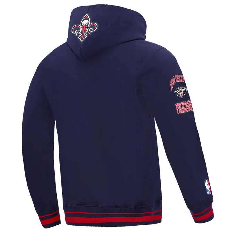 Pro Standard Mens NBA New Orleans Pelicans Retro Classics Pull Over Hoodie Midnight Navy/Red/Midnight Navy M - Image 2