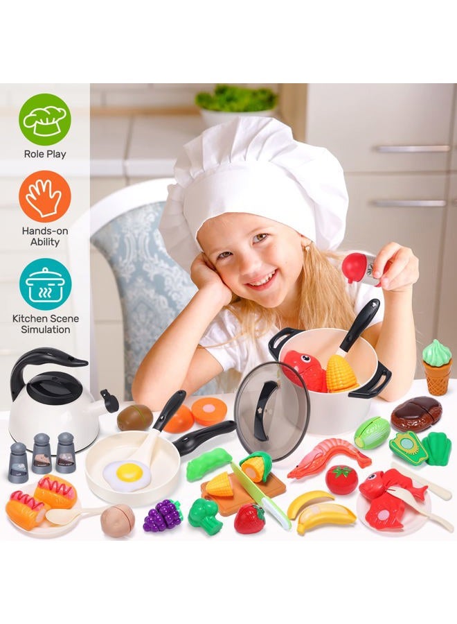 Cute Stone Play Kitchen Accessories Toy, Play Food Sets for Kids Kitchen, Toddler Kitchen Set for Kids with Play Pots, Pans, Kids Kitchen Playset, Play Kitchen Toys for Girls Boys - Image 2