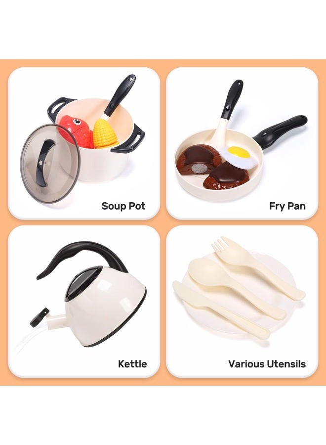 Cute Stone Play Kitchen Accessories Toy, Play Food Sets for Kids Kitchen, Toddler Kitchen Set for Kids with Play Pots, Pans, Kids Kitchen Playset, Play Kitchen Toys for Girls Boys - Image 3