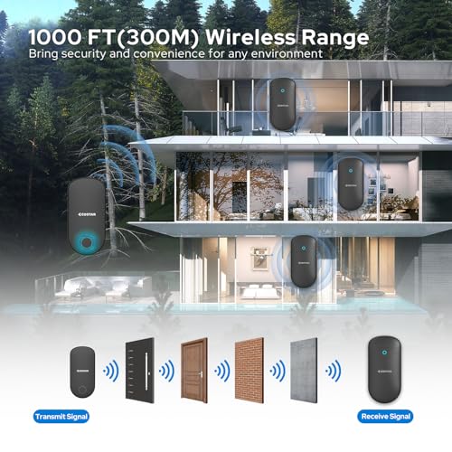 COSTAR Self-Powered Battery Free Wireless Door Bell Kits Chime Cordless Calling Bell-1000ft Range with 52 Chime Pebble 610 - Image 5