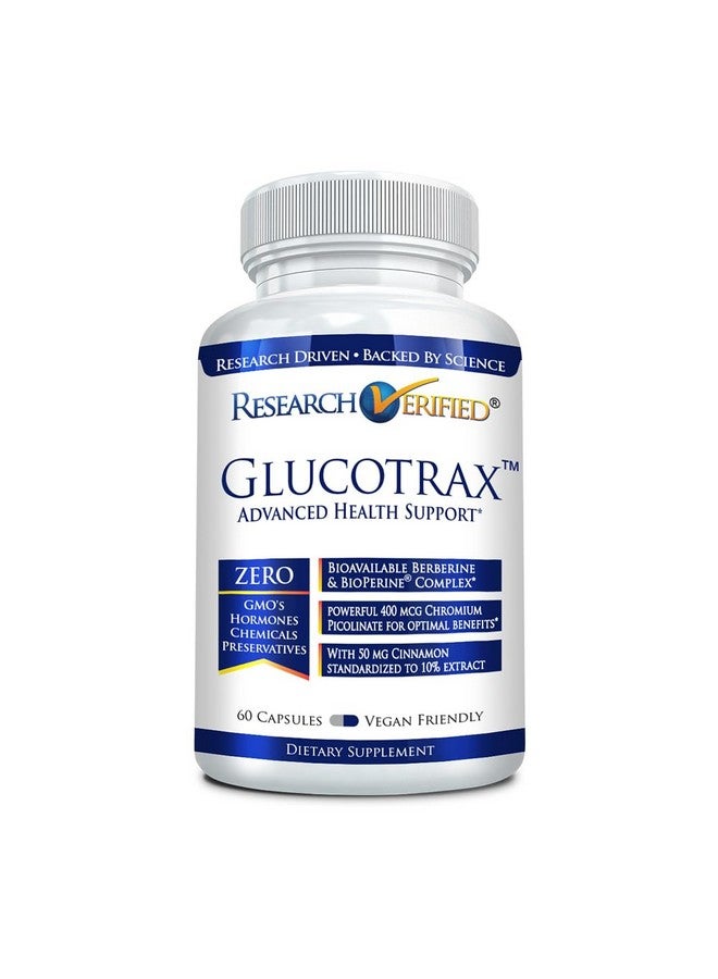 Research Verified Glucotrax - Berberine, Chromium Picolinate, Cinnamon, Gymnema - 1 Month Supply - 60 Capsules - Image 1
