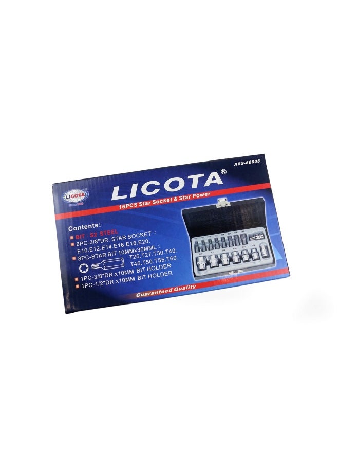LICOTA 16 PiecesTorx Power Bit And Socket Set Abs 8000  - Image 1