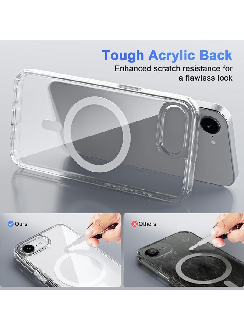TIGER حافظة مغناطيسية شفافة لجهاز آيفون 16E - غطاء مقاوم للصدمات متوافق مع MagSafe مع ظهر صلب شفاف وإطار سيليكون ناعم، تصميم نحيف وواقٍ، مقاوم للاصفرار والخدوش، مناسب للشحن اللاسلكي وقبضة آمنة - Image 3