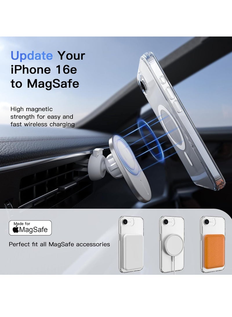 TIGER حافظة مغناطيسية شفافة لجهاز آيفون 16E - غطاء مقاوم للصدمات متوافق مع MagSafe مع ظهر صلب شفاف وإطار سيليكون ناعم، تصميم نحيف وواقٍ، مقاوم للاصفرار والخدوش، مناسب للشحن اللاسلكي وقبضة آمنة - Image 4