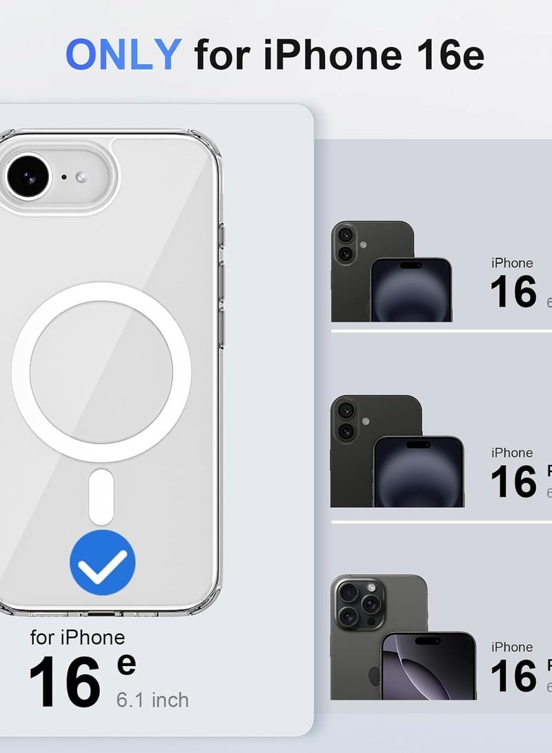 TIGER حافظة مغناطيسية شفافة لجهاز آيفون 16E - غطاء مقاوم للصدمات متوافق مع MagSafe مع ظهر صلب شفاف وإطار سيليكون ناعم، تصميم نحيف وواقٍ، مقاوم للاصفرار والخدوش، مناسب للشحن اللاسلكي وقبضة آمنة - Image 5
