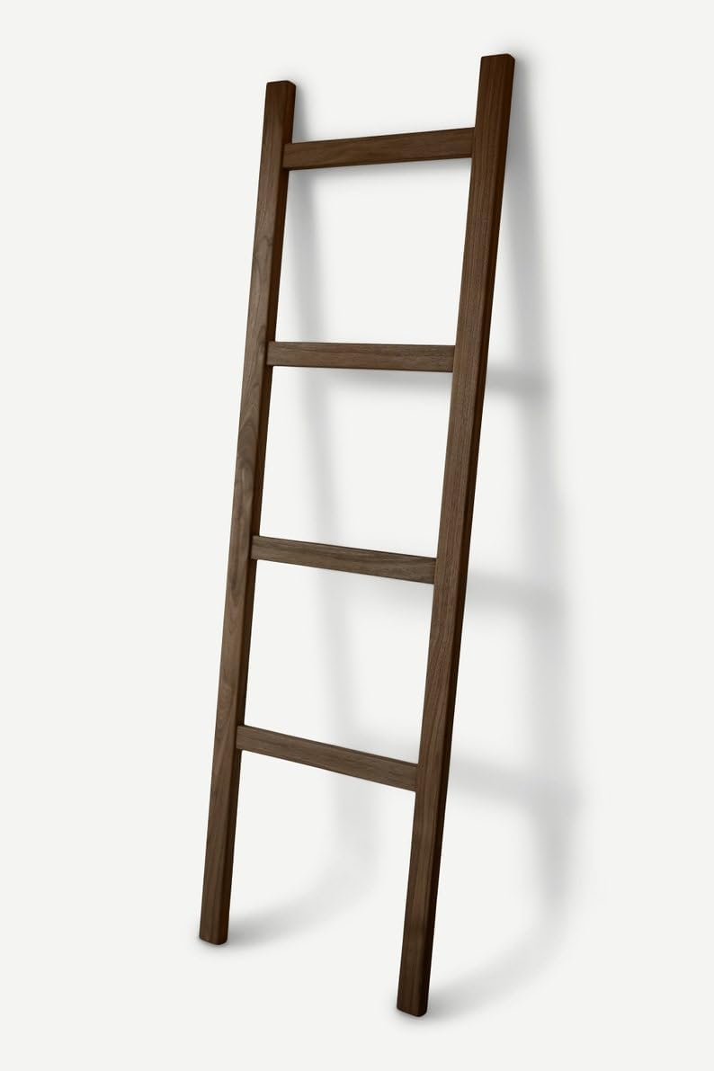 Md Decor Wooden Bathroom Ladder Towel Rack, Sheesham Wood Decorative Blanket Ladder (Shown in Walnut) - Image 4