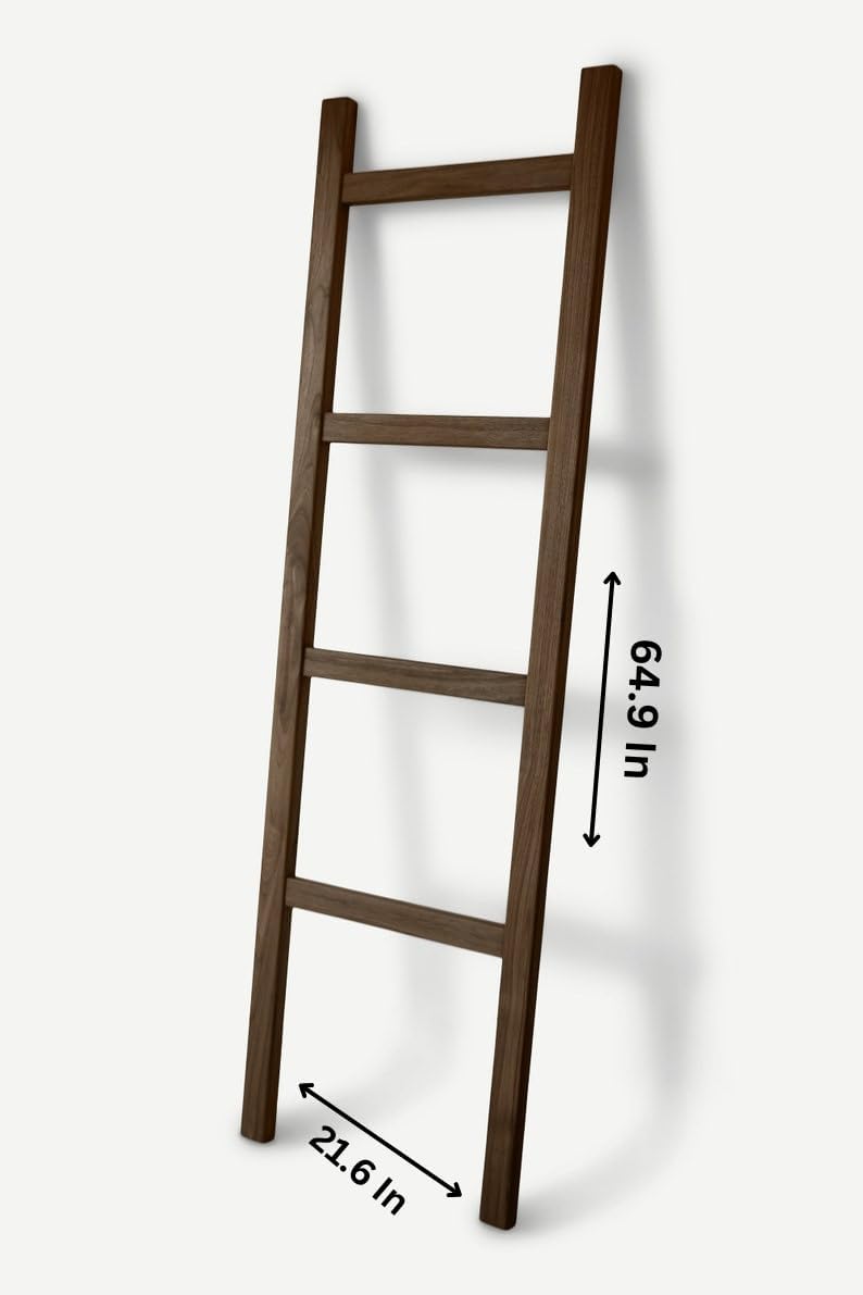 Md Decor Wooden Bathroom Ladder Towel Rack, Sheesham Wood Decorative Blanket Ladder (Shown in Walnut) - Image 5