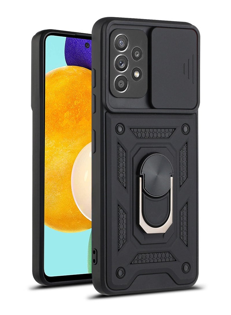 Case Cover Shockproof Windows Protective Case with Camera Protection and Metal Ring Compatible with Samsung Galaxy A52 / A52s (Black) - Image 3