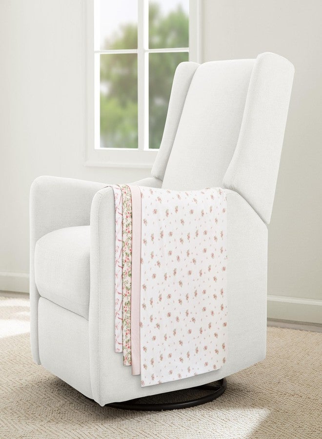 Delta Children 100% Cotton Flannel Baby Receiving Blankets for Girls and Boys - 30x30 Inches (Pack of 4), Pink Floral - Image 2