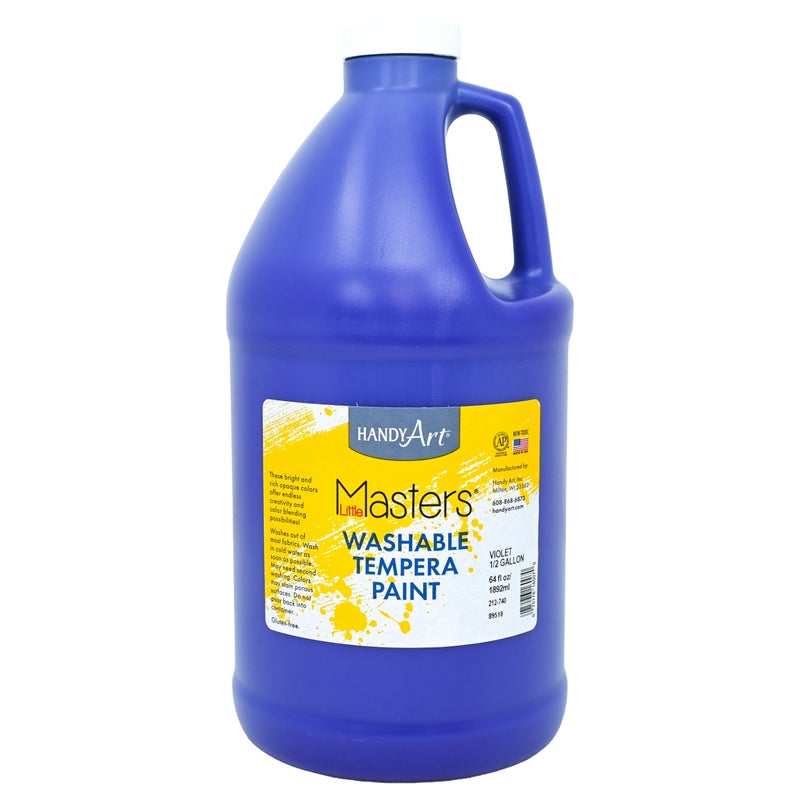 Handy Art Little Masters Washable Tempera Paint Violet Half Gallon 64 oz Bottle Bright Mixable High Opacity Washable Colors for Classroom Students Kids Safe NonToxic Made in USA - Image 2