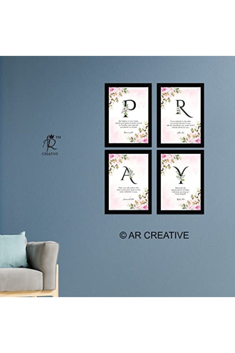 AR Creative PRAY - Bible Verse Wall Art, Bible Quotes Print with Frame, Home, Office Decor, Bible Quotes Poster (13.6 inch x 10.2 inch), Set of 4 - Image 5