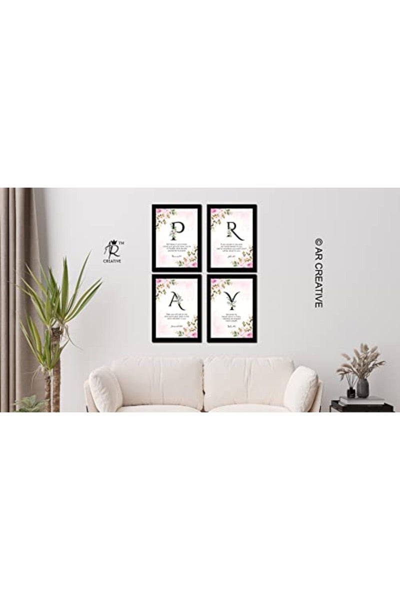 AR Creative PRAY - Bible Verse Wall Art, Bible Quotes Print with Frame, Home, Office Decor, Bible Quotes Poster (13.6 inch x 10.2 inch), Set of 4 - Image 3