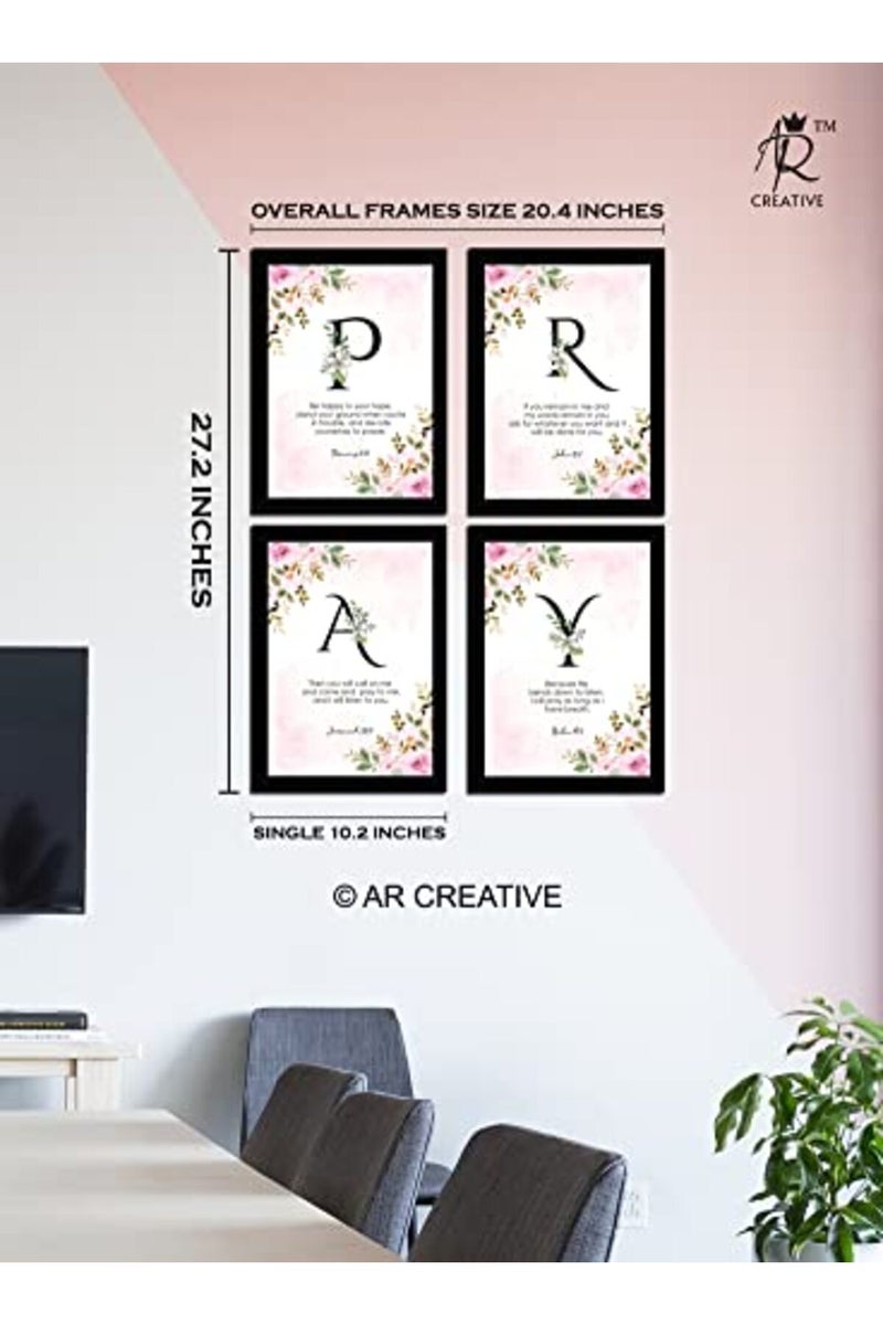 AR Creative PRAY - Bible Verse Wall Art, Bible Quotes Print with Frame, Home, Office Decor, Bible Quotes Poster (13.6 inch x 10.2 inch), Set of 4 - Image 4