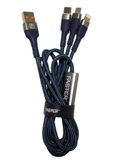 Faster FASTER D4 Quick Charge Denim Braided 3-in-1 Data Cable  - Image 2