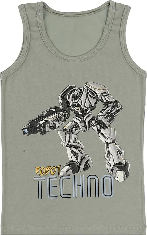 Donella 5 Pack Techno Robot Printed Boy Undershirt - 77711134HG