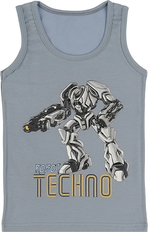 Donella 5 Pack Techno Robot Printed Boy Undershirt - 77711134HG