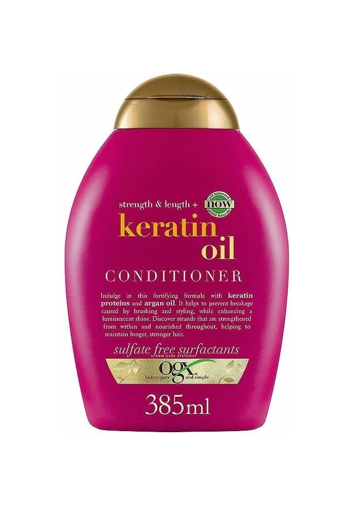 OGX, Conditioner, Strength & Length+ Keratin Oil, New Gentle and PH Balanced Formula, 385ml - Image 1