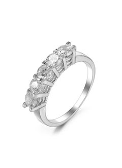 Hot- Direct 5-diamond Half-circle Diamond Ring Simple Fashion Gold-plated Inlaid White Zircon Ring For Women