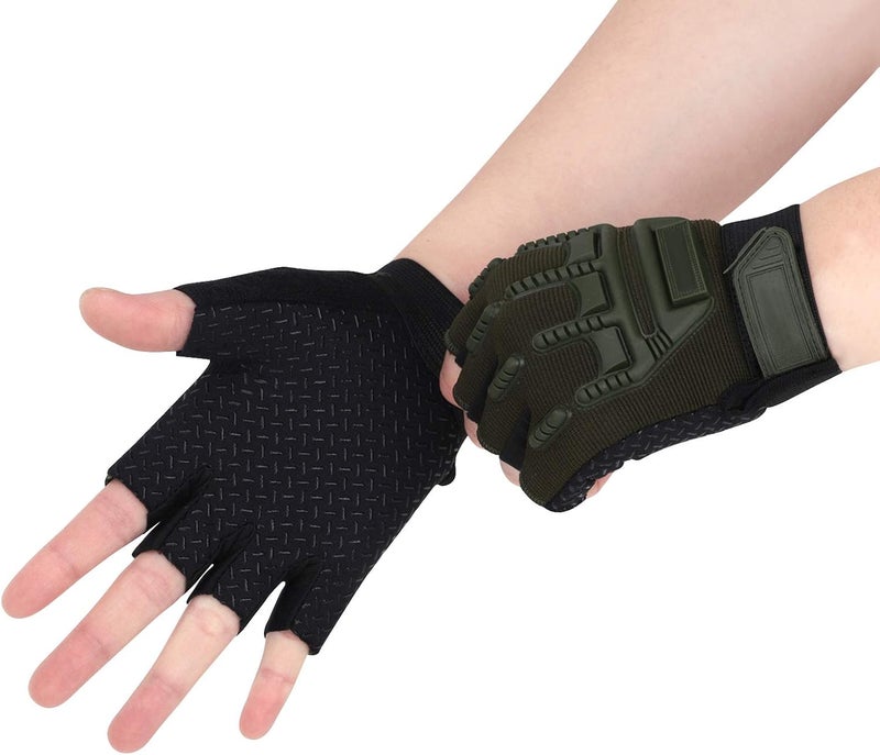Clobeau Biking Gloves Kids Boys Girls Cycling Exercise Half Finger Fingerless Gloves Child Motor Bike Riding Anti-Slip Weight Lifting Bikes Workout Climbing Bicycle Glove Gym Skate Glove - Image 2