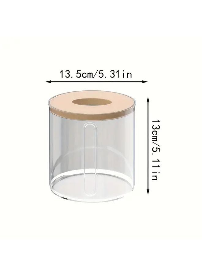 صندوق المناديل البلاستيكي الأسطواني المينائي الرمادي المستدير الشفاف مع غطاء منظِّم الحمام - Image 4