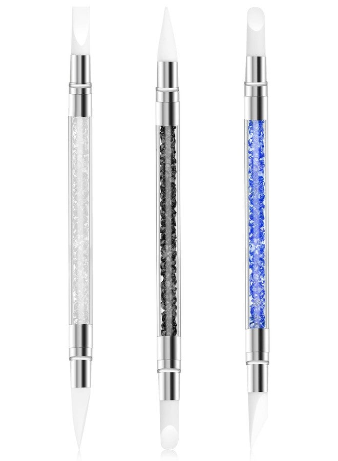 YQQYG 3PCS Silicone Nail Brush, Dual Tipped Nails Carving Tool, Rhinestone Nail Art Sculpture Pen, Nail Design 3D Nail Gel Art Tools for Sculpting Gel Shaping Nail Foil Drawing - Image 1