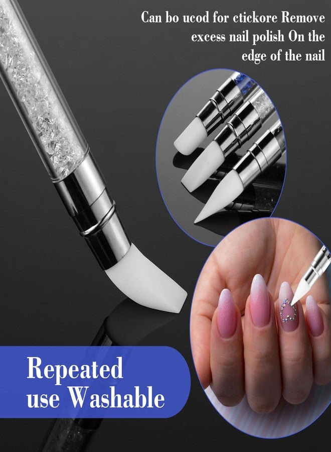 YQQYG 3PCS Silicone Nail Brush, Dual Tipped Nails Carving Tool, Rhinestone Nail Art Sculpture Pen, Nail Design 3D Nail Gel Art Tools for Sculpting Gel Shaping Nail Foil Drawing - Image 4