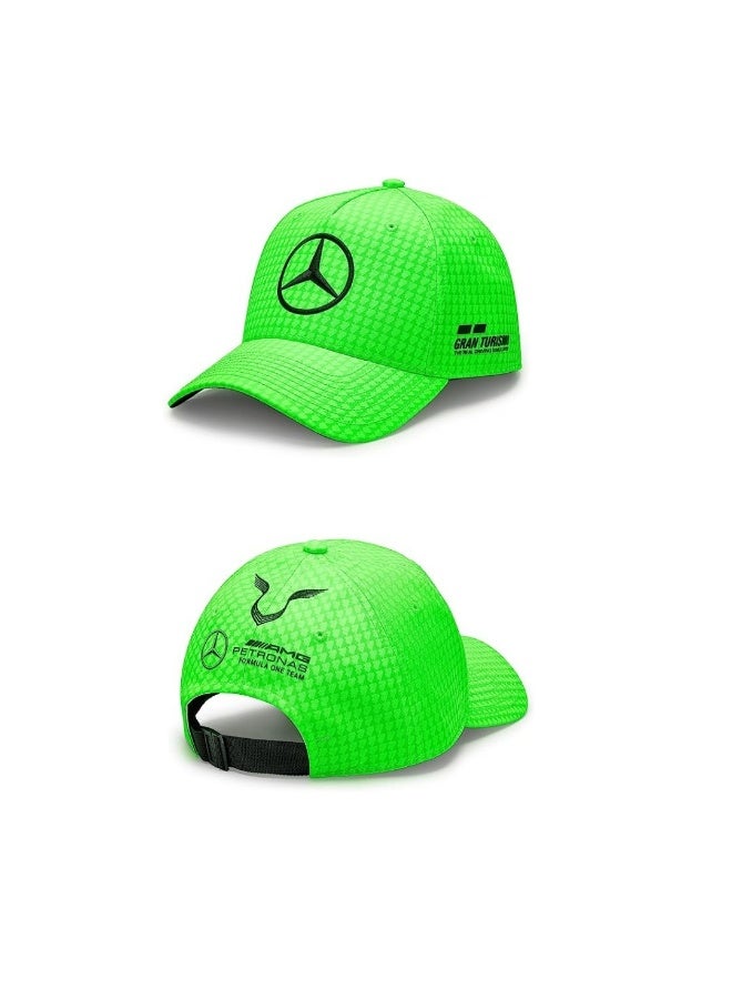 Mercedes AMG Petronas F1 Fluorescent Green Check Quick Dry Baseball Hat