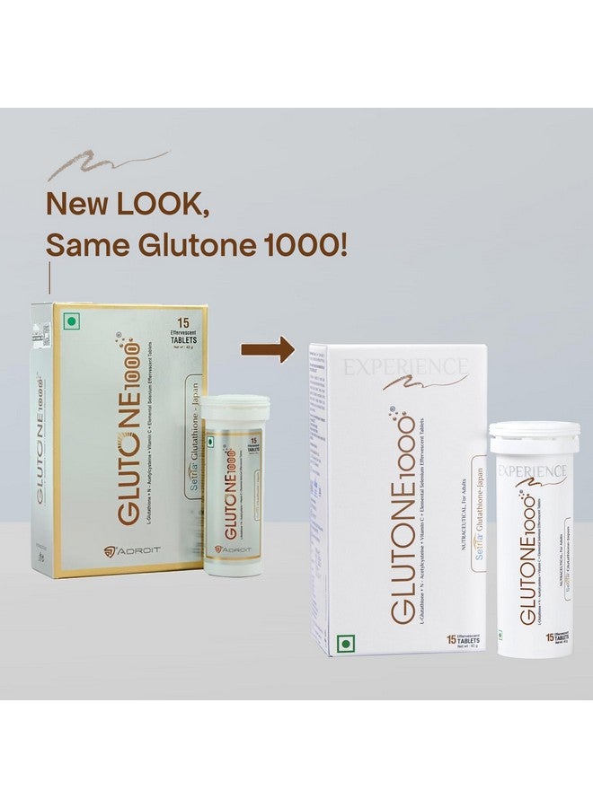 GLUTONE Glutone 1000 & Escor-Z Combo Pack| Setria L-Glutathione, Vitamin C Effervescent Tablets| Healthy Skin| Pack of 15 (1) + 20 (1) Tablets (Orange Flavour) - Image 2