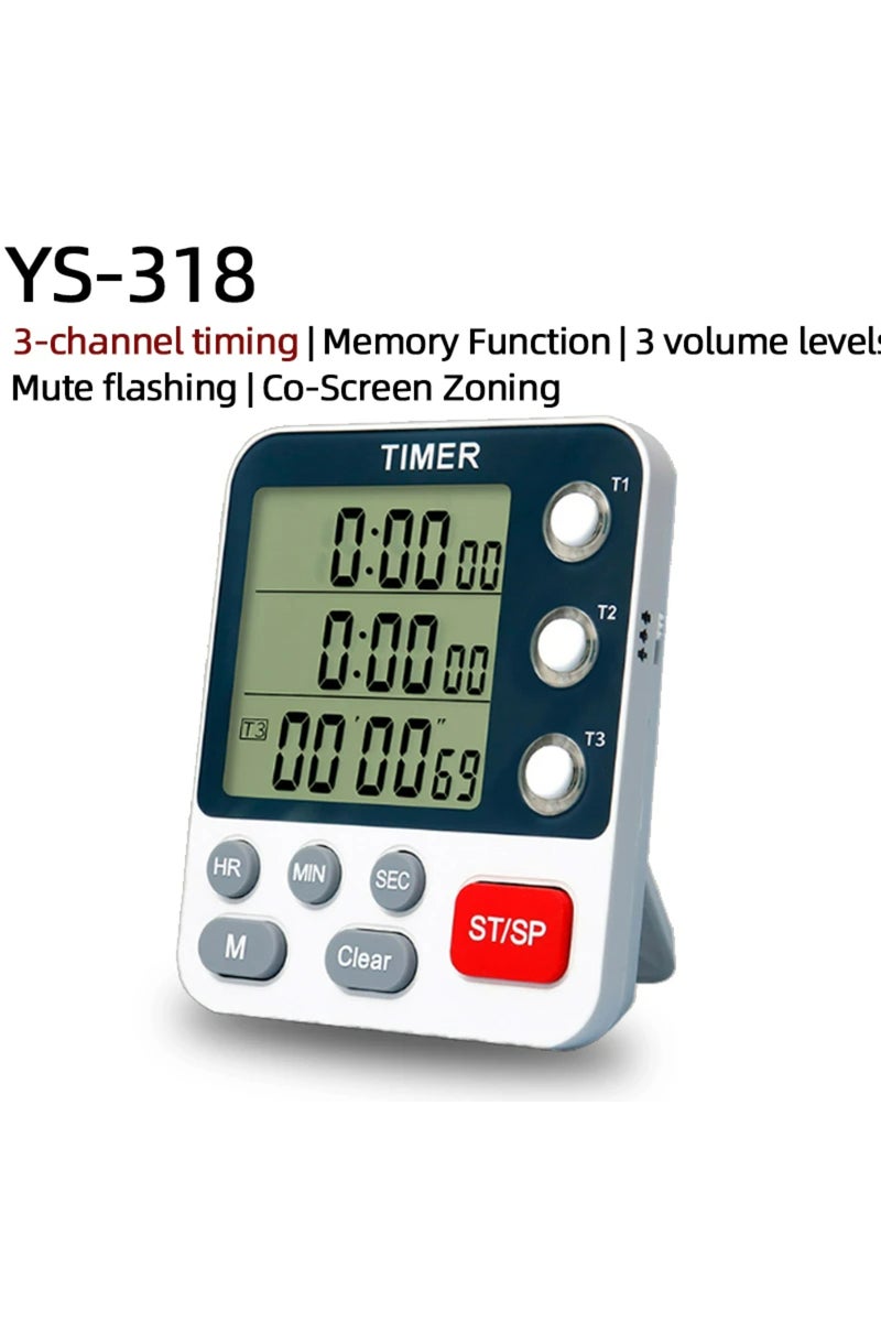 erorex 3 Channels Timing Digital Kitchen Timer 3 Channels Count UP/Down Timer 3 Levels Volume Alarm Clock