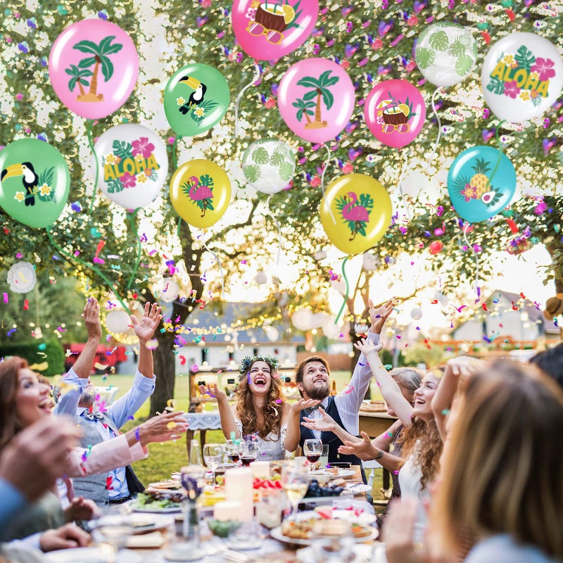 Zhanmai 50 Pcs Hawaiian Party Balloon Decorations, Aloha Tropical Luau Latex Balloons for Hawaiian Luau Party Summer Beach Birthday Tiki Bar Wedding Supplies(Happy Summer) - Image 4