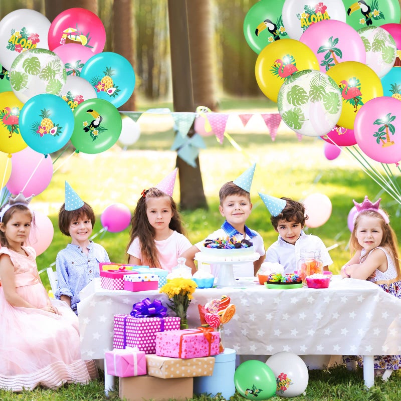 Zhanmai 50 Pcs Hawaiian Party Balloon Decorations, Aloha Tropical Luau Latex Balloons for Hawaiian Luau Party Summer Beach Birthday Tiki Bar Wedding Supplies(Happy Summer) - Image 5