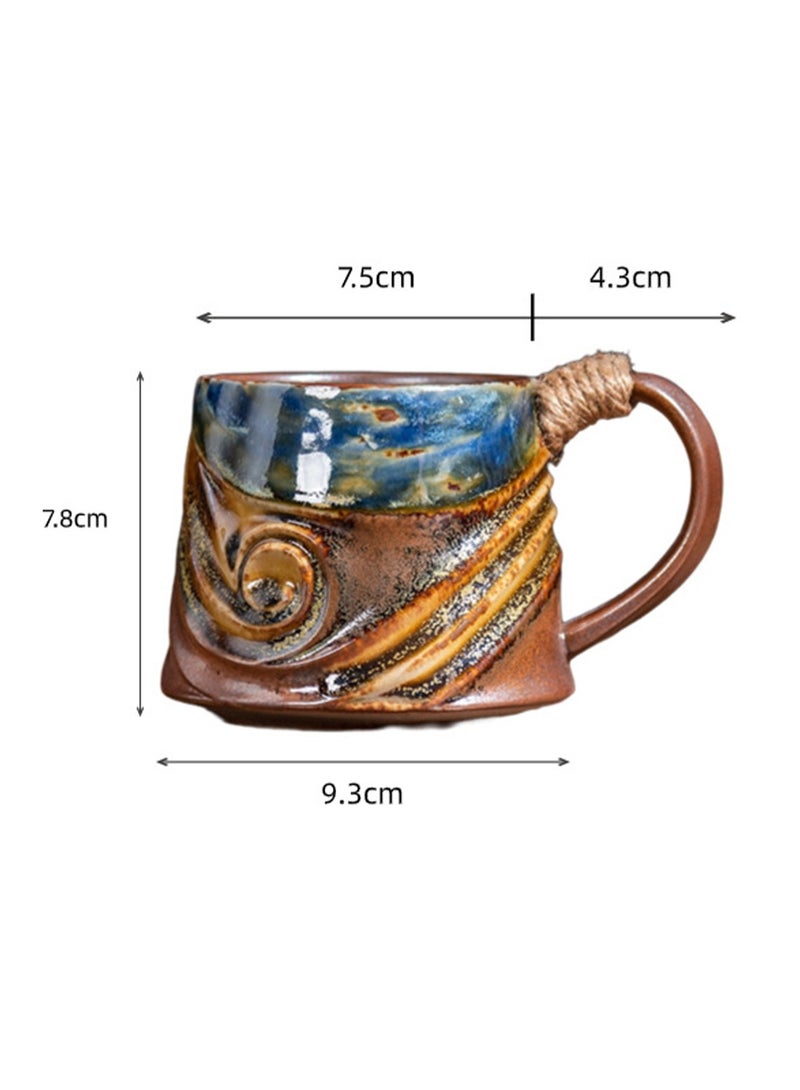Special-Shaped Mugs, Retro Ceramic Cups, Irregular Cups, Stoneware Water Cups, High-Value Coffee Cups（White Purple 300ml） - Image 3